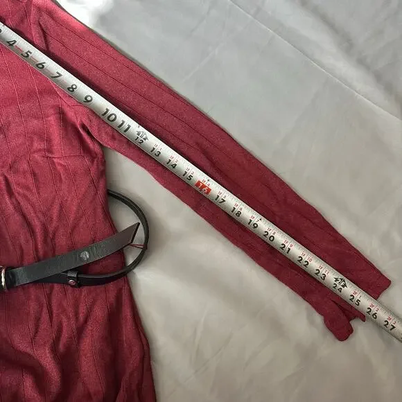 Sam Edelman Maroon, Belted, Lined, Long Sleeve Mini Dress- 6 - Picture 10 of 12
